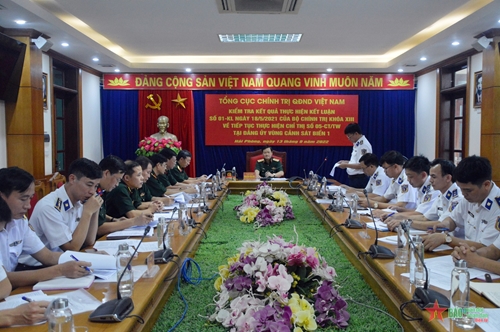 Đoàn công tác Tổng cục Chính trị kiểm tra Bộ tư lệnh Vùng Cảnh sát biển 1